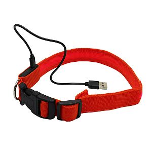 Červený LED obojek pro psy k GPS trackeru