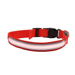 Červený LED obojek pro psy k GPS trackeru